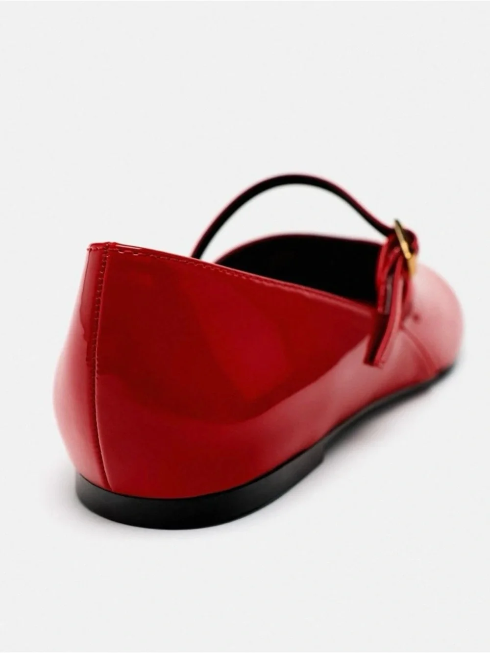 ZARA FAUX PATENT BALLET FLATS WITH ANKLE STRAP size 38 - Picture 9 of 9